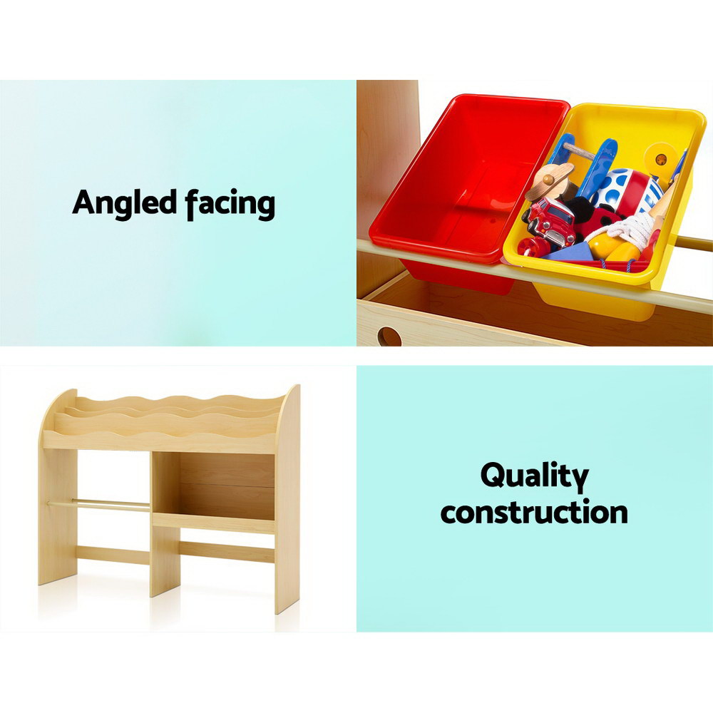 Kids Bookshelf Organiser with Toy Storage Boxes & Display Rack - Homecoze