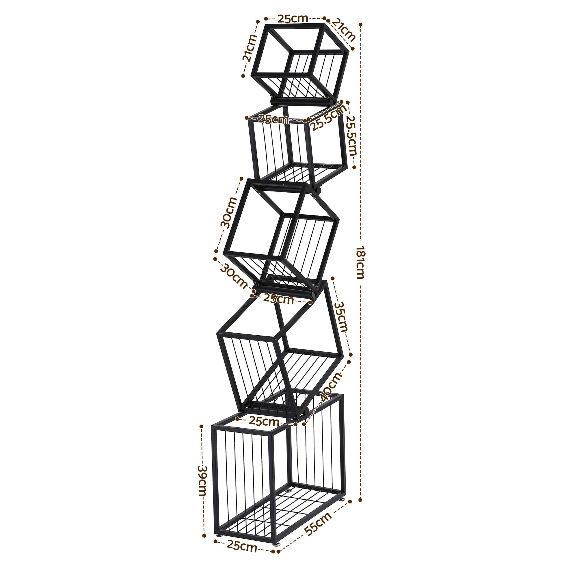 Artiss 5-Tier Bookshelf Metal Geometric Display Shelf Storage Organizer Black - Homecoze