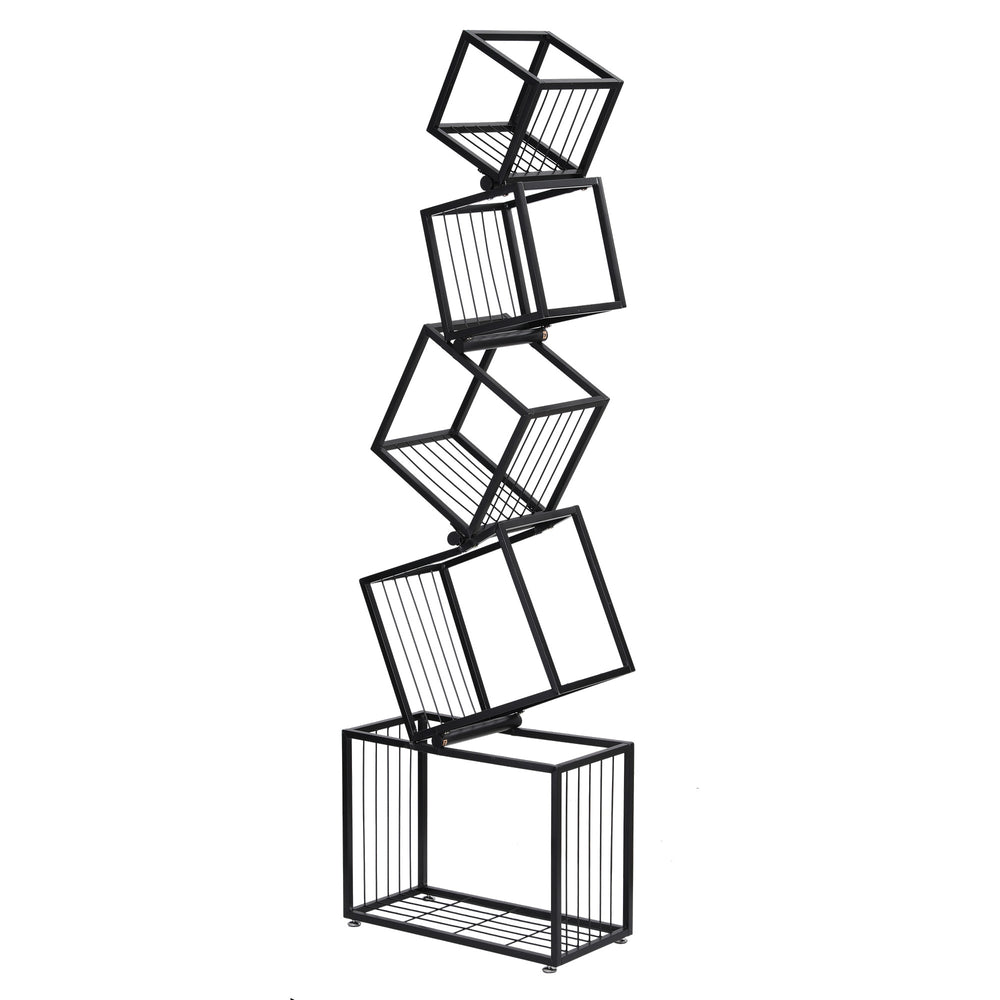 Artiss 5-Tier Bookshelf Metal Geometric Display Shelf Storage Organizer Black - Homecoze