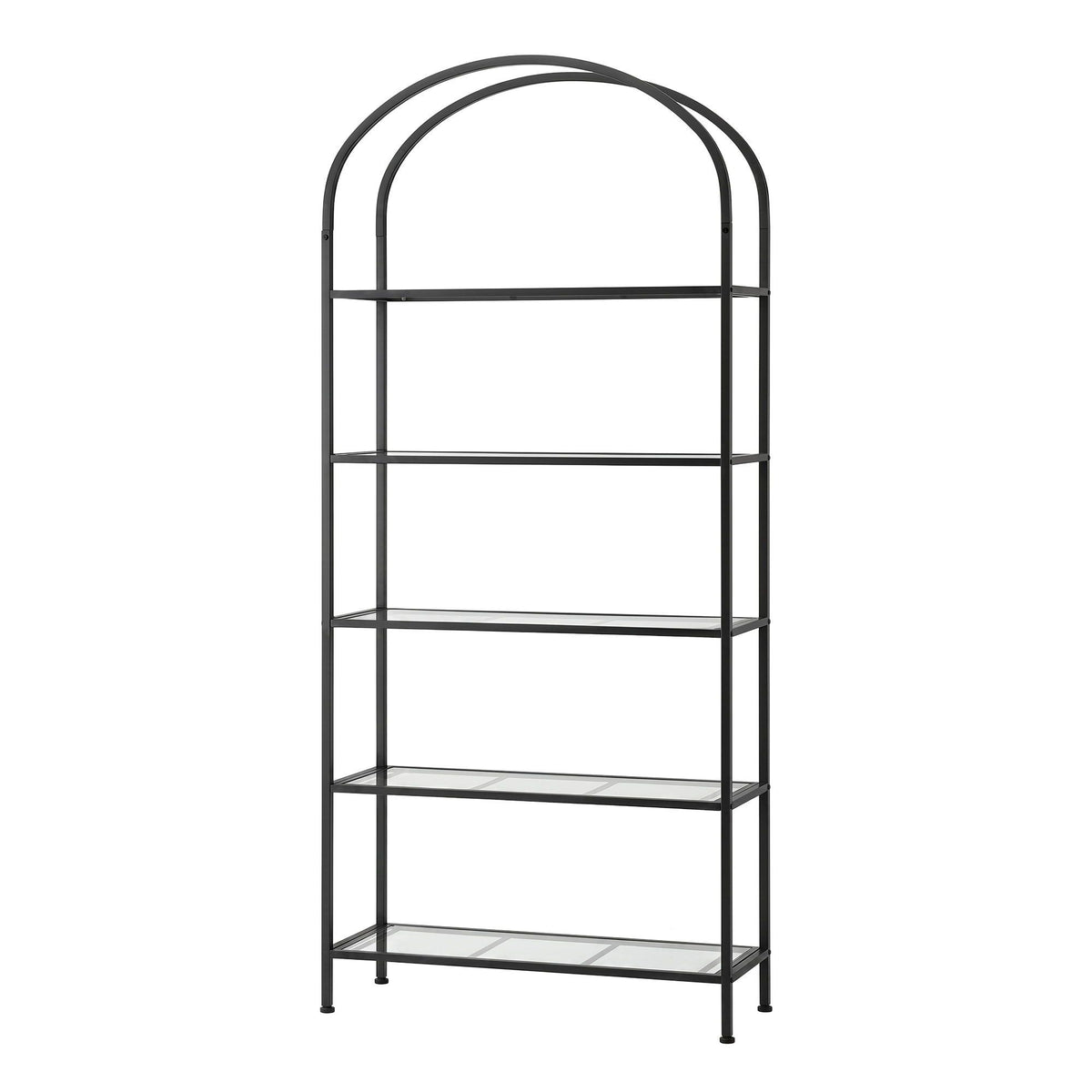 5-Tier Arched Etagere Bookshelf – Black