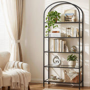 5-Tier Arched Etagere Bookshelf – Black