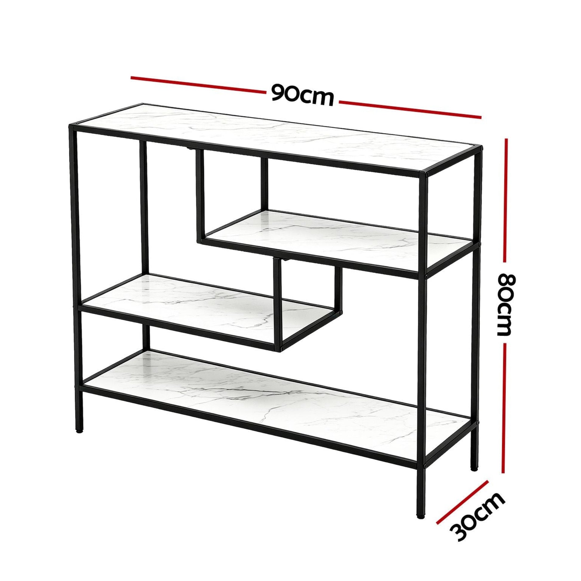 Artiss Console Table Entryway Hallway Marble Effect 4-Tier Storage Shelves White - Homecoze