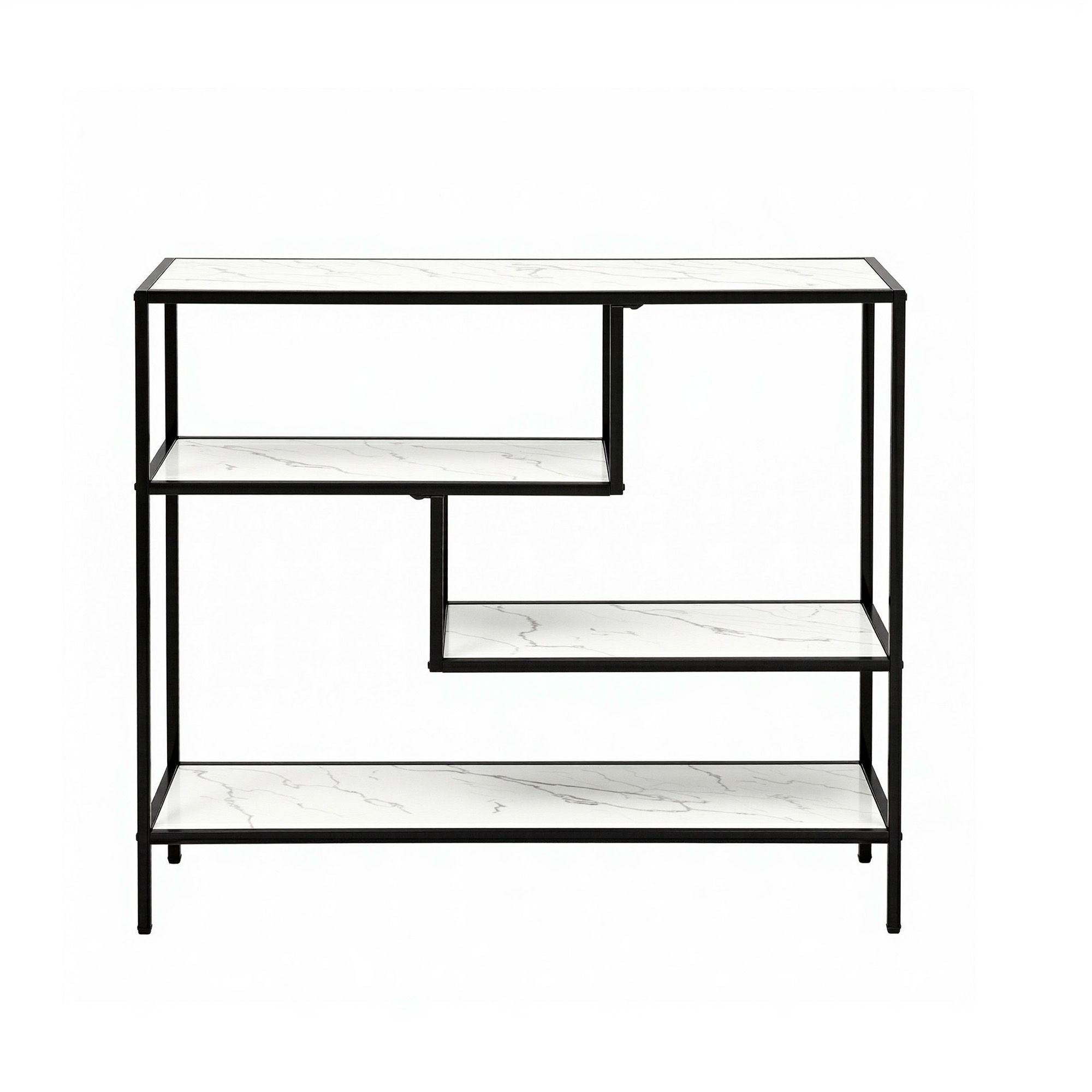 Artiss Console Table Entryway Hallway Marble Effect 4-Tier Storage Shelves White - Homecoze