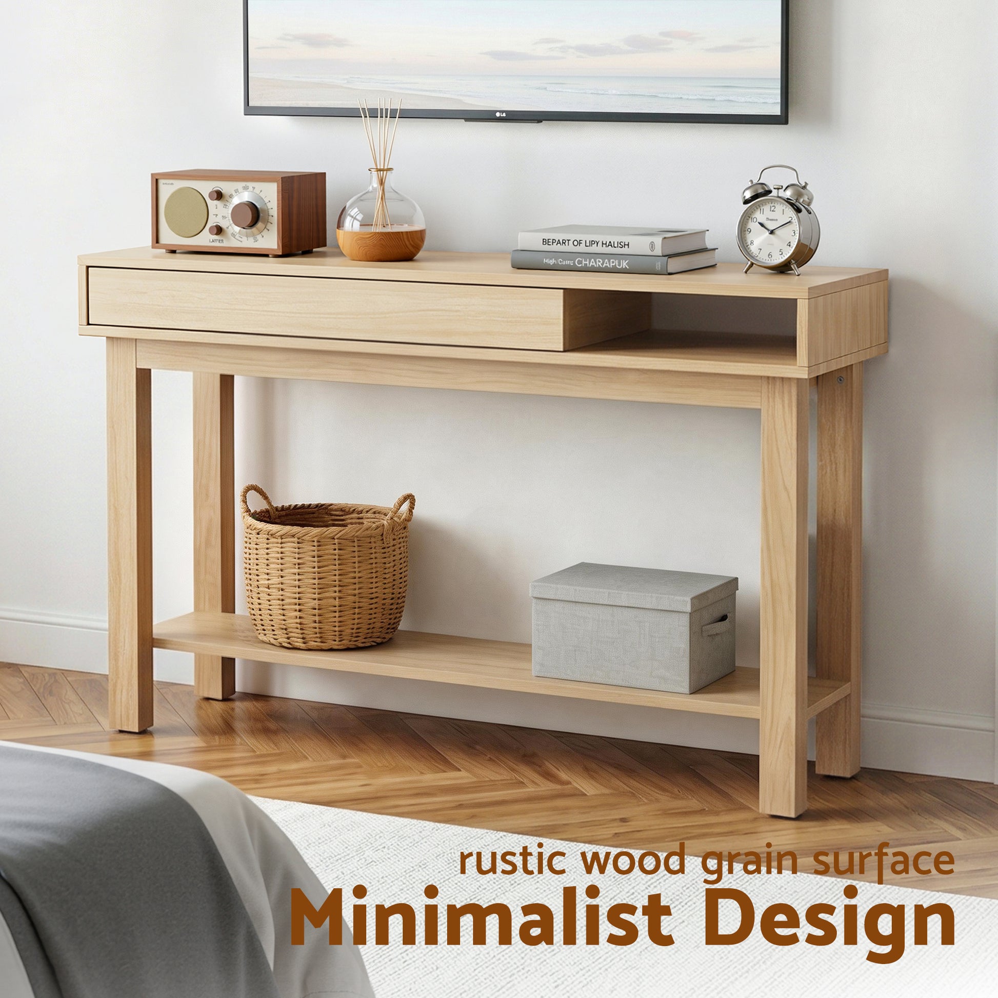 Artiss Console Table Entryway Hallway Sofa Side Table Drawer Shelf 100CM Wood - Homecoze