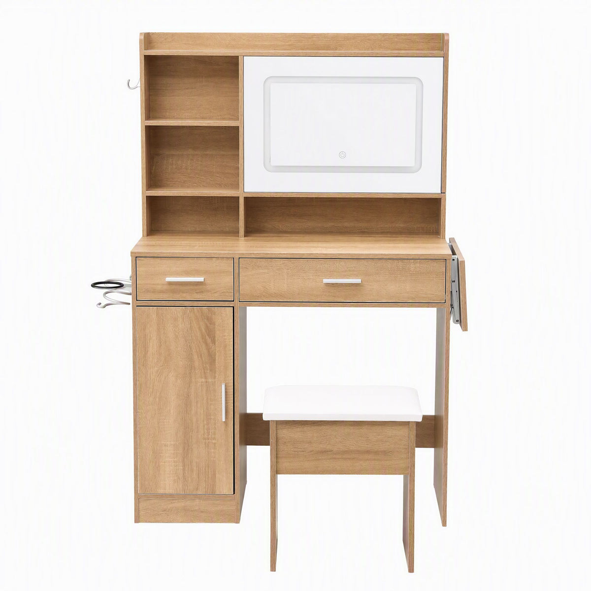 Fiora Compact LED Dressing Table & Stool – Natural