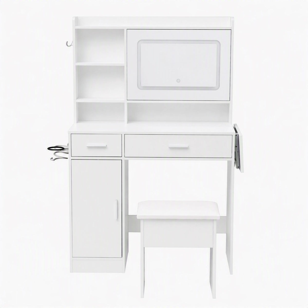 Fiora Compact LED Dressing Table & Stool – White