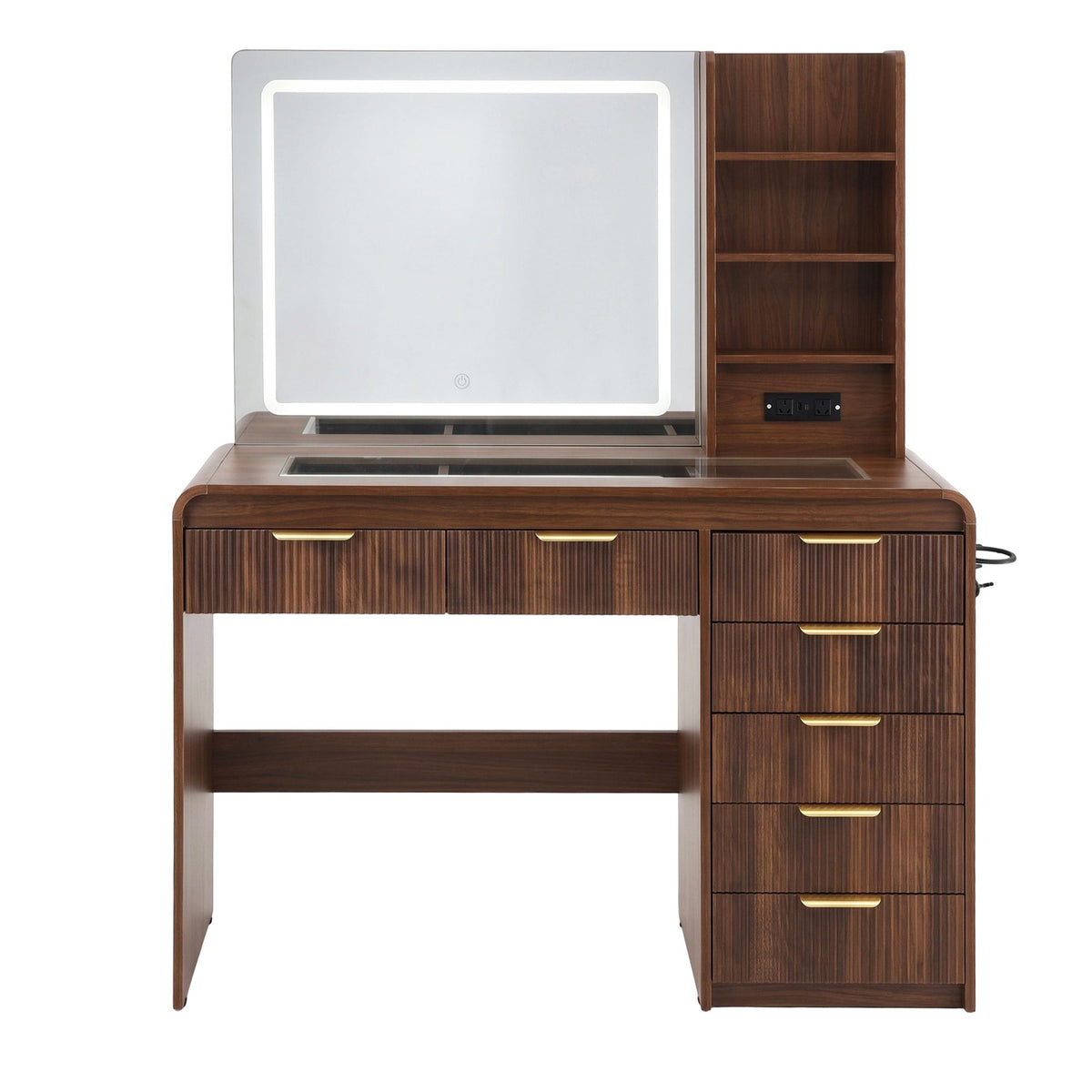 Cordelia LED Fluted Dressing Table 120cm – Walnut