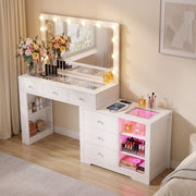Delaney LED Dressing Table with Storage 159cm – White