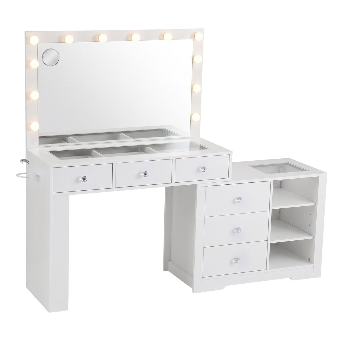 Delaney LED Dressing Table with Storage 159cm – White