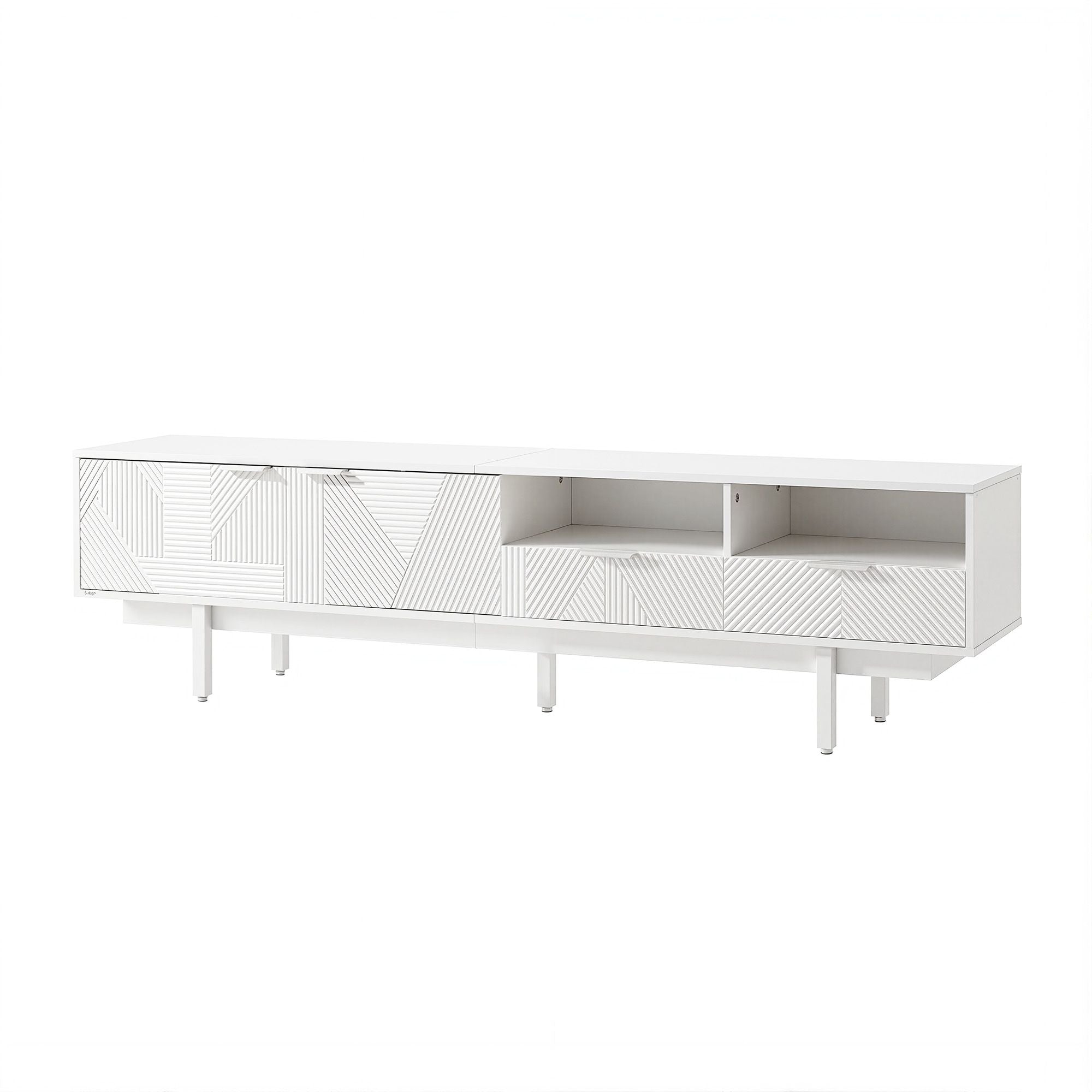 Colette Fluted TV Unit 200cm – White - Homecoze