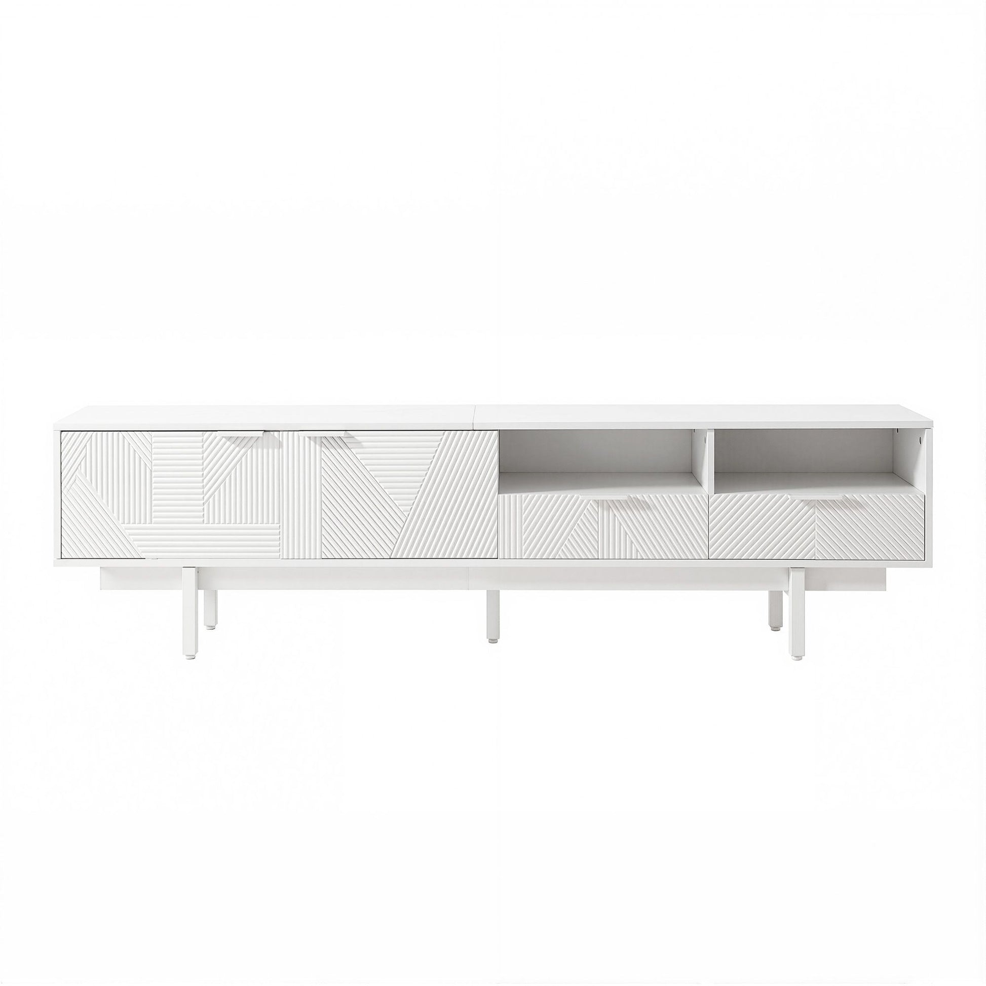 Colette Fluted TV Unit 200cm – White - Homecoze