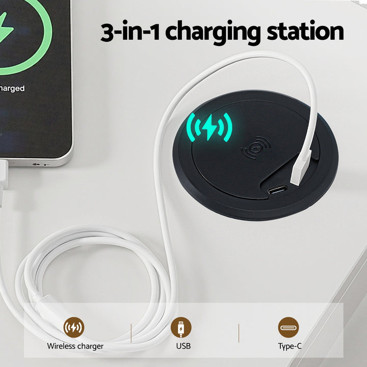 Artiss Buffet Sideboard Cabinet LED Clear Door Kitchen Storage Drawers White - Homecoze