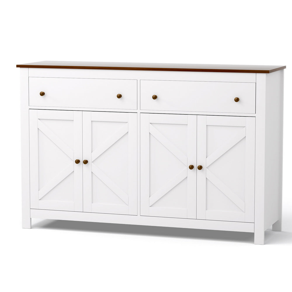 Artiss Buffet Sideboard Storage Cabinet Kitchen Cupboard 2 Drawers 140CM White - Homecoze