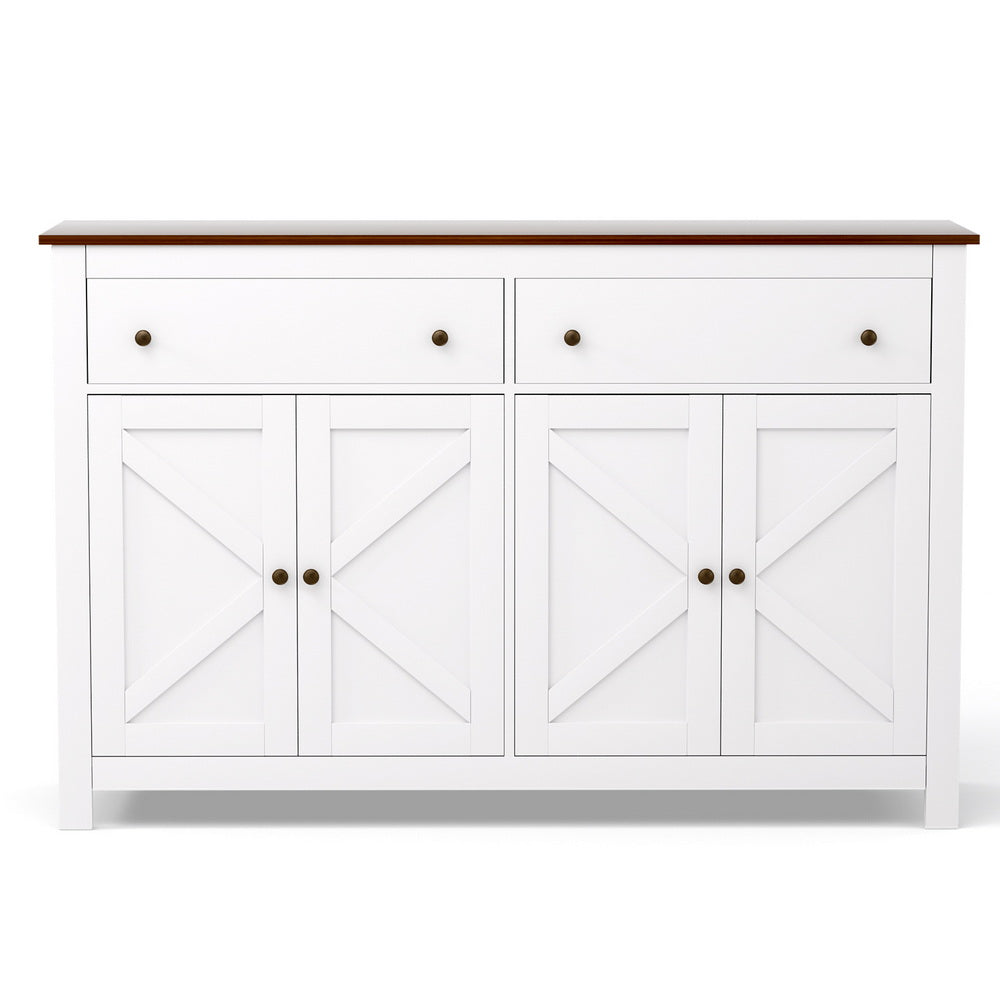 Artiss Buffet Sideboard Storage Cabinet Kitchen Cupboard 2 Drawers 140CM White - Homecoze