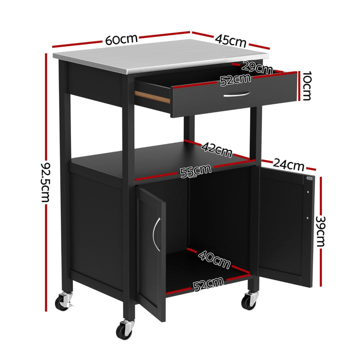 Artiss Kitchen Island Trolley Rolling Serving Cart Storage Drawer Cupboard 60cm - Homecoze