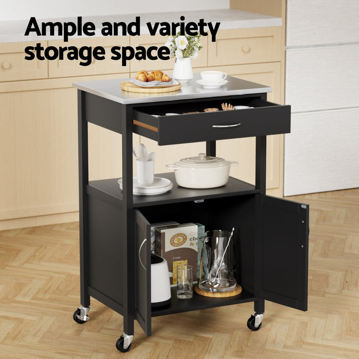Artiss Kitchen Island Trolley Rolling Serving Cart Storage Drawer Cupboard 60cm - Homecoze