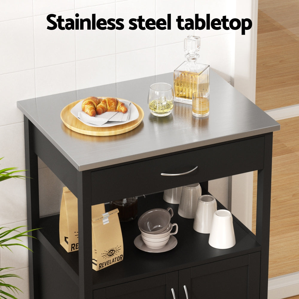 Artiss Kitchen Island Trolley Rolling Serving Cart Storage Drawer Cupboard 60cm - Homecoze