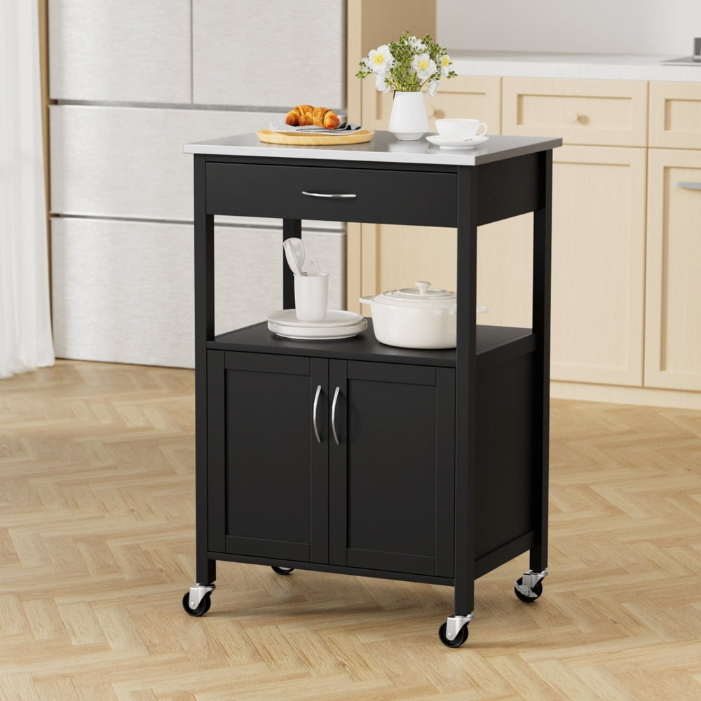 Artiss Kitchen Island Trolley Rolling Serving Cart Storage Drawer Cupboard 60cm - Homecoze