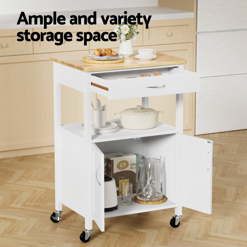 Artiss Kitchen Island Trolley Rolling Serving Cart Storage Drawer Cupboard 60cm - Homecoze