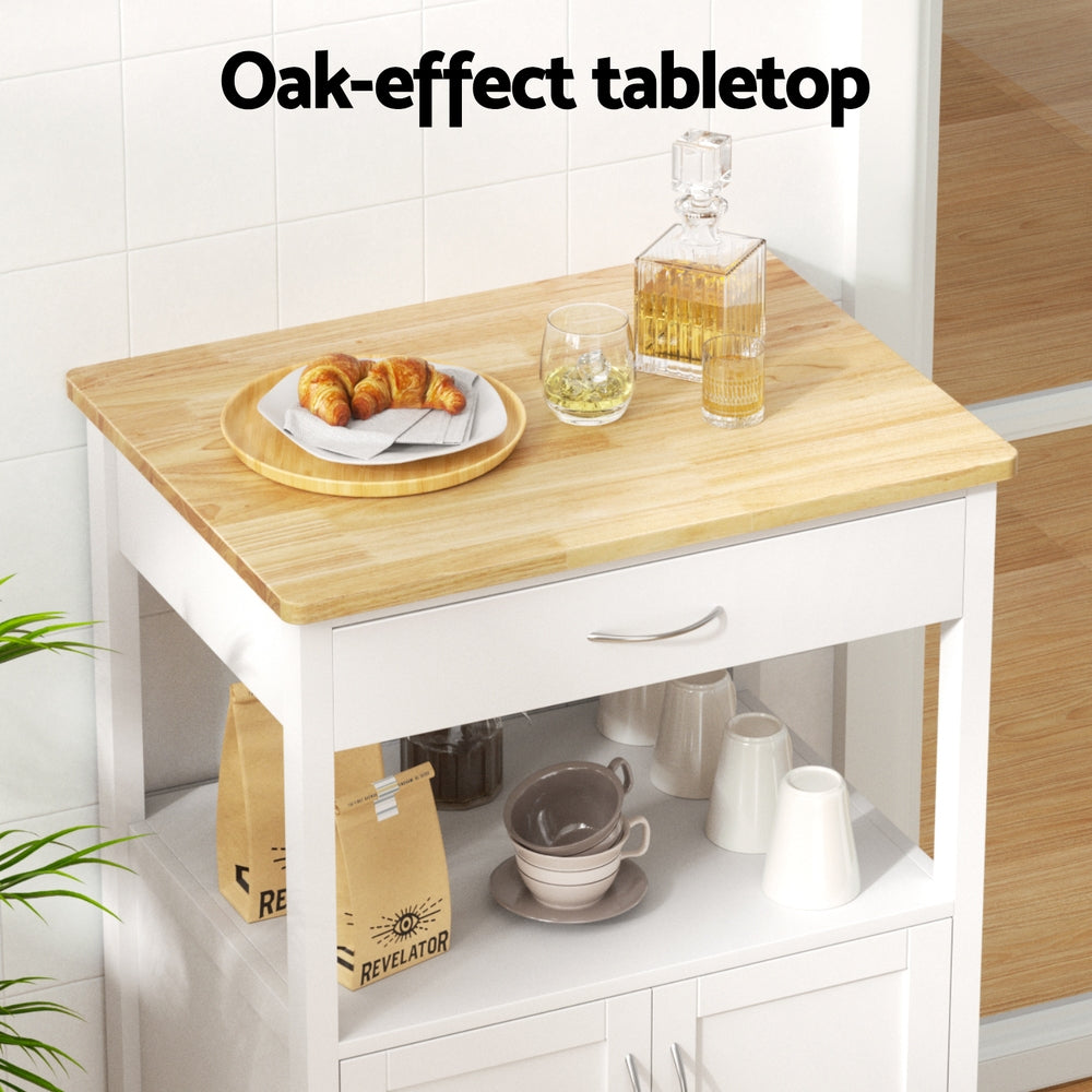Artiss Kitchen Island Trolley Rolling Serving Cart Storage Drawer Cupboard 60cm - Homecoze