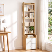 6-Tier Bookshelf with 2 Drawers – Pine