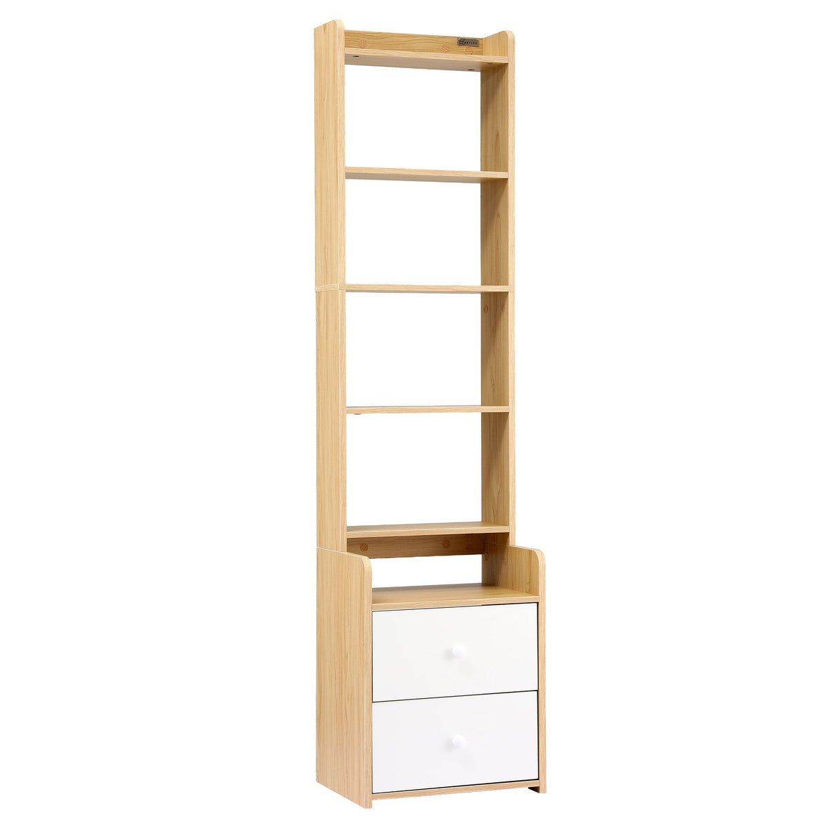 6-Tier Bookshelf with 2 Drawers – Pine