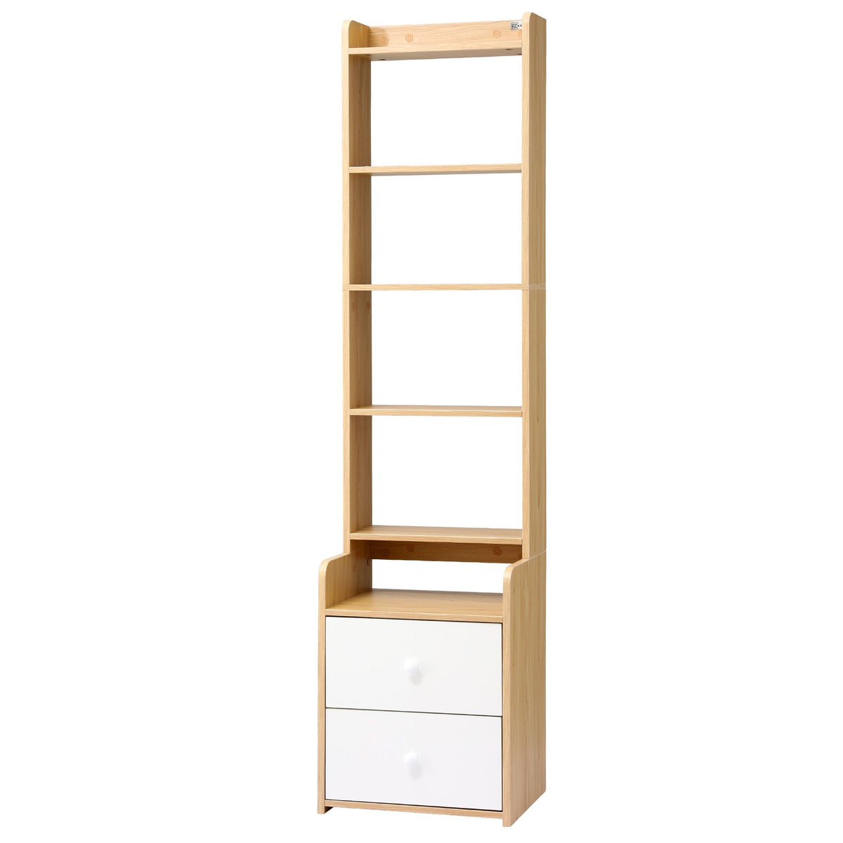 6-Tier Bookshelf with 2 Drawers – Pine