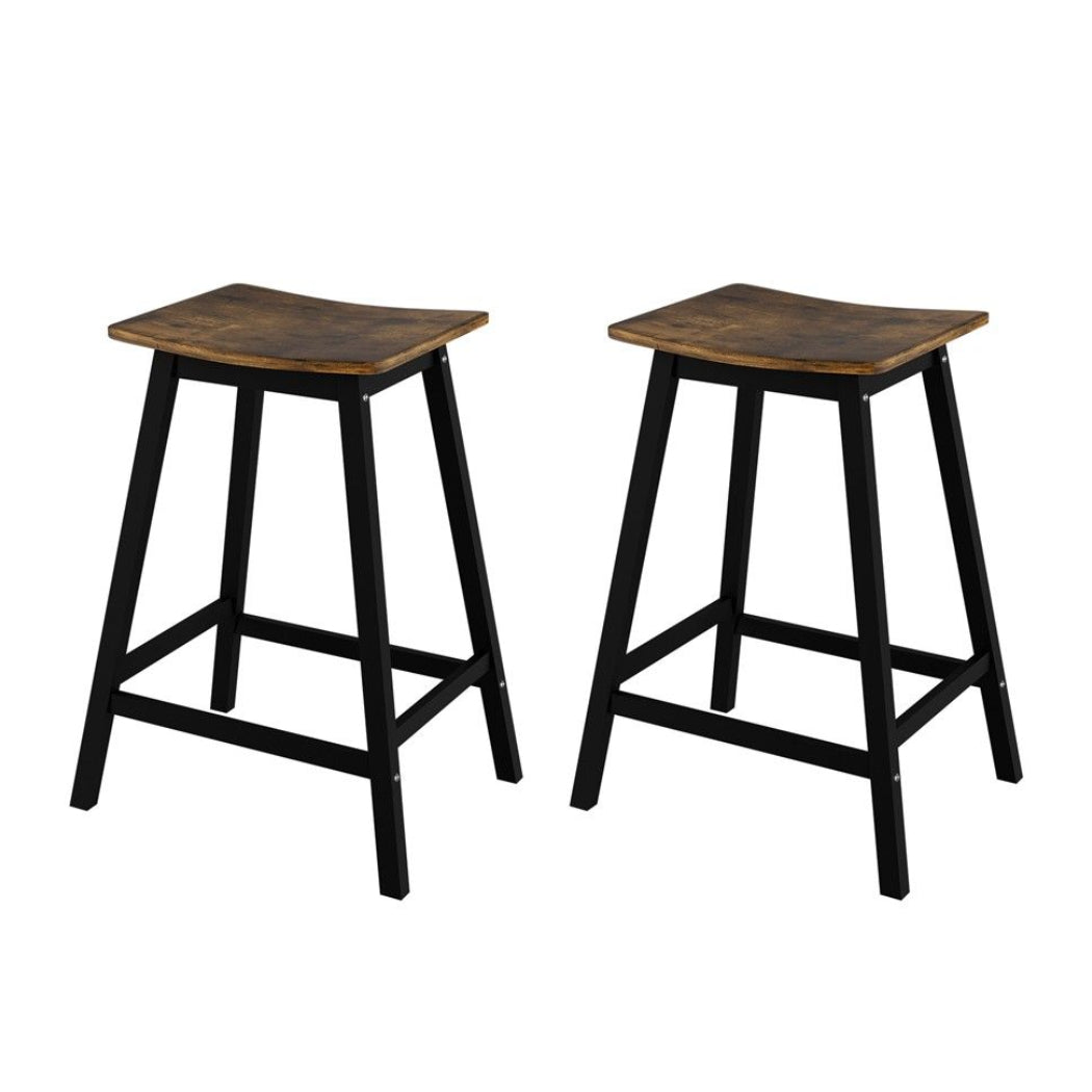 Ella (Set of 2) Wooden Bar Stools 63cm - Black