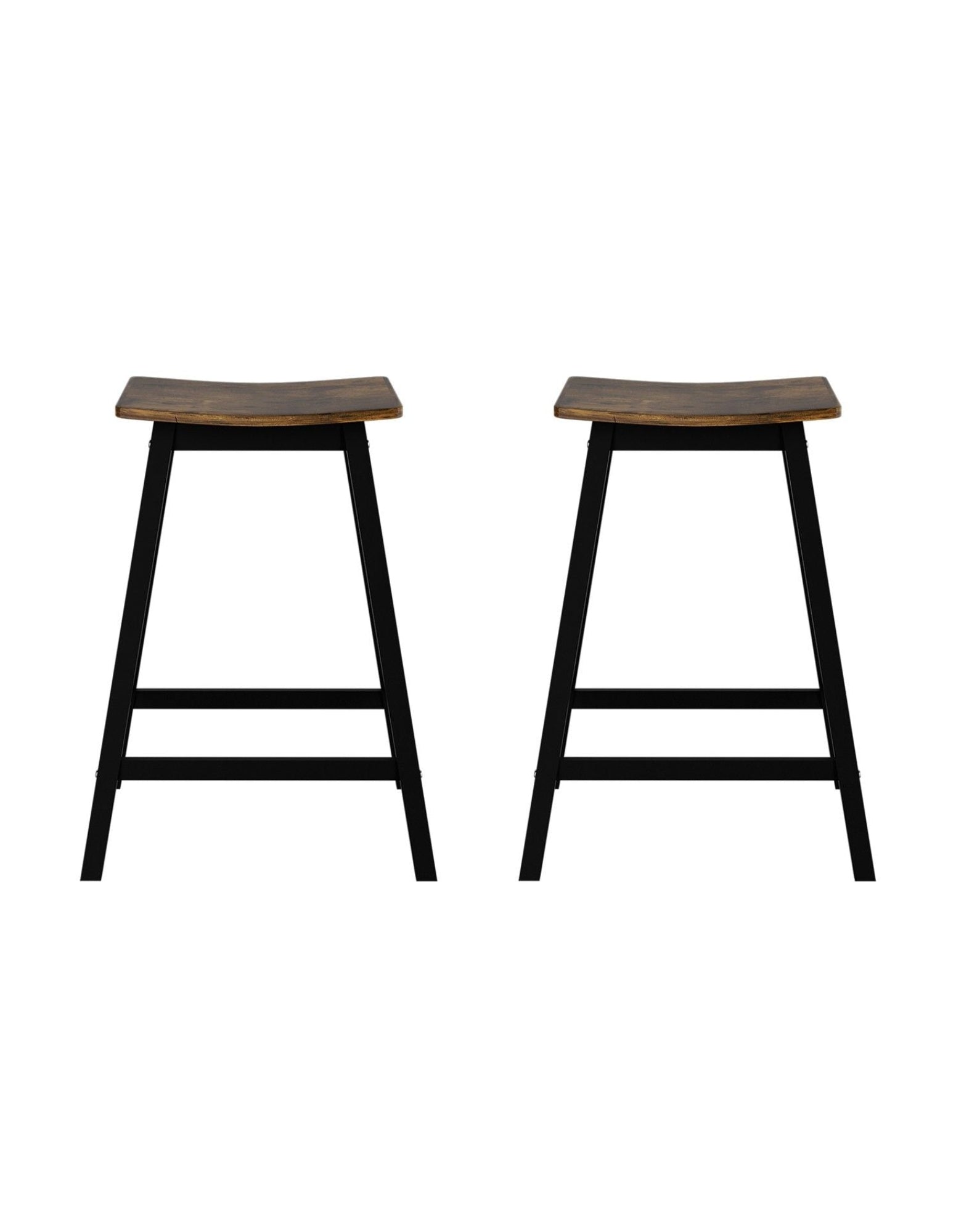 Ella (Set of 2) Wooden Bar Stools 63cm - Black