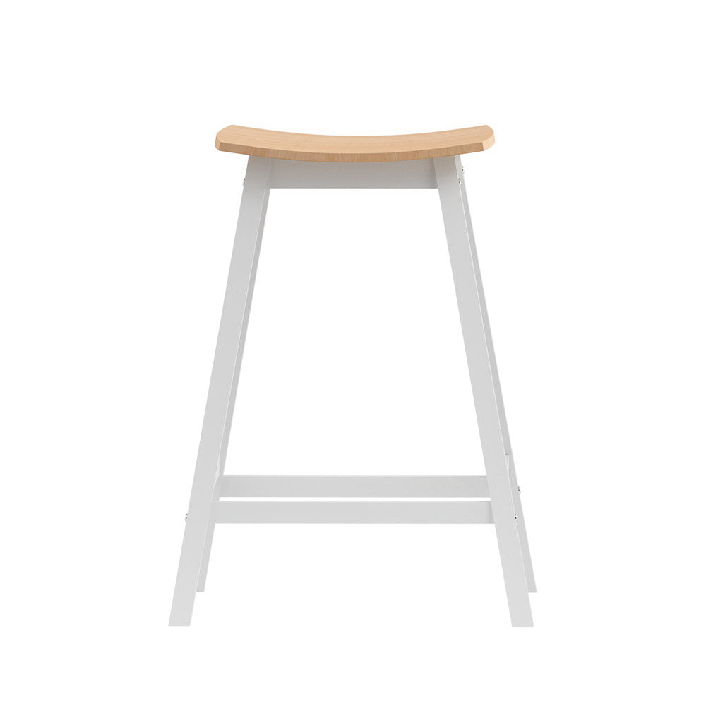 Ella (Set of 2) Wooden Bar Stools 64cm - White - Homecoze