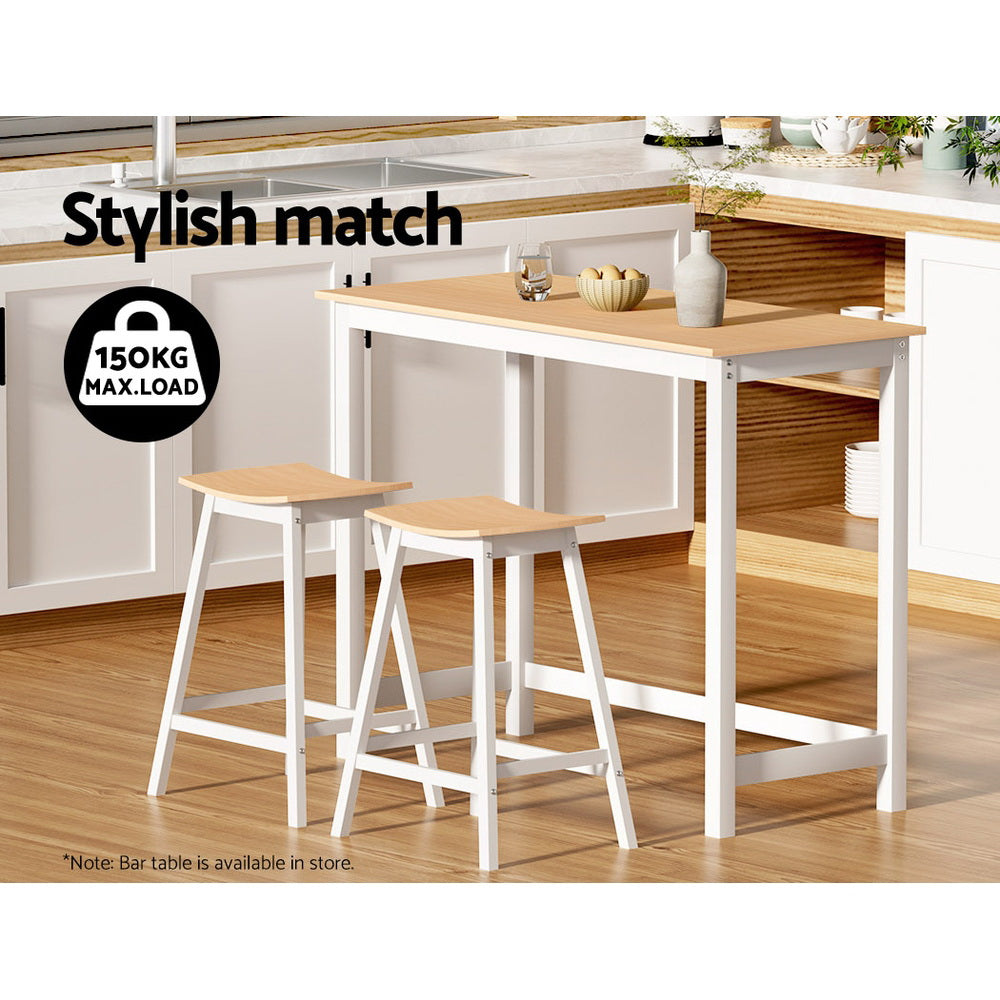 Ella (Set of 2) Wooden Bar Stools 64cm - White - Homecoze