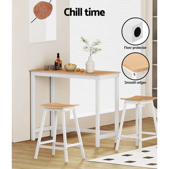 Ella (Set of 2) Wooden Bar Stools 64cm - White - Homecoze