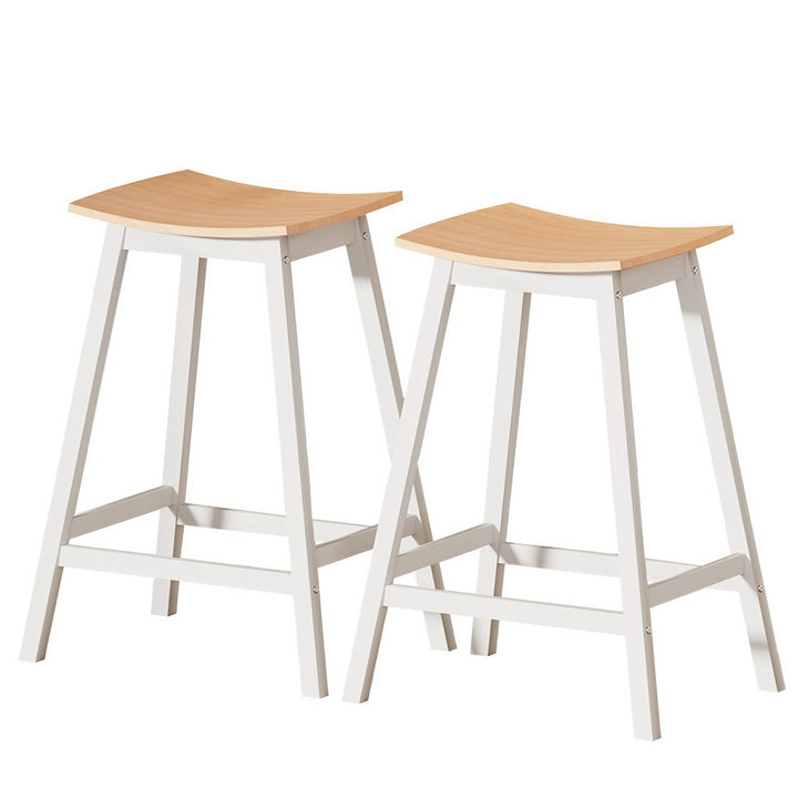 Ella (Set of 2) Wooden Bar Stools 64cm - White - Homecoze