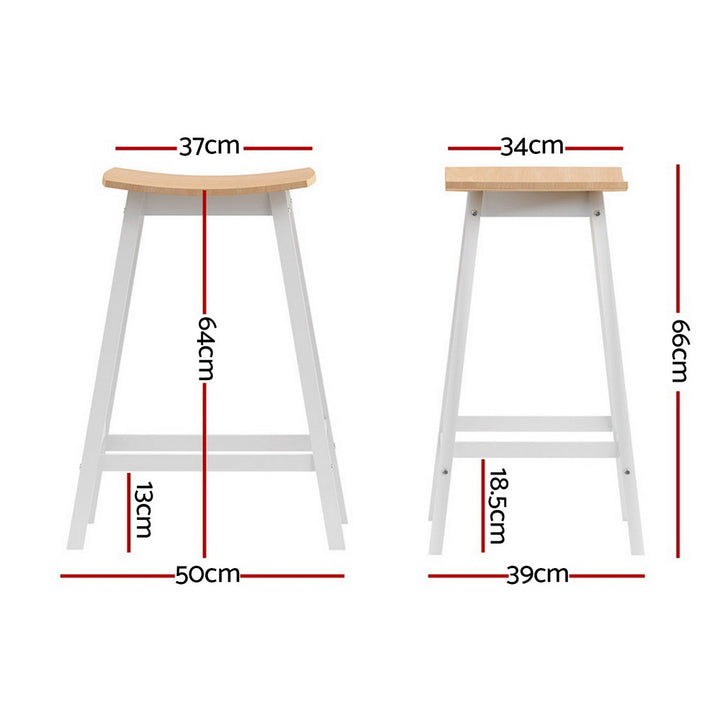 Ella (Set of 4) Wooden Bar Stools 64cm - White - Homecoze