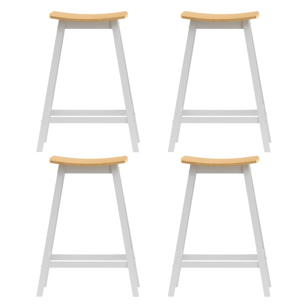 Ella (Set of 4) Wooden Bar Stools 64cm - White - Homecoze