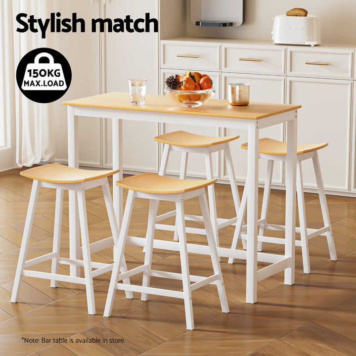 Ella (Set of 4) Wooden Bar Stools 64cm - White - Homecoze