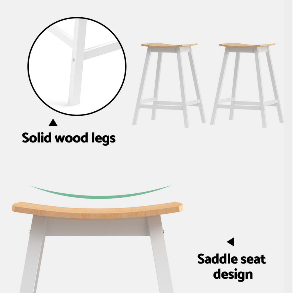 Ella (Set of 4) Wooden Bar Stools 64cm - White - Homecoze