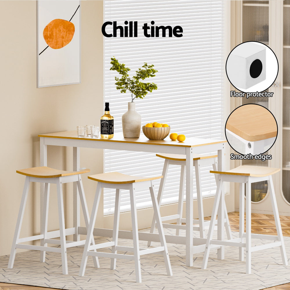 Ella (Set of 4) Wooden Bar Stools 64cm - White - Homecoze