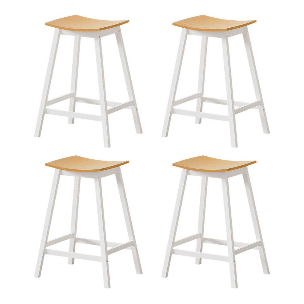 Ella (Set of 4) Wooden Bar Stools 64cm - White - Homecoze