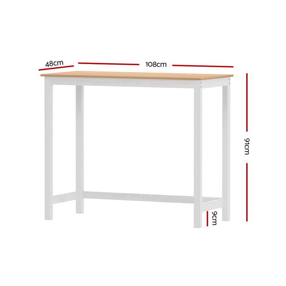 Ella Slimline Kitchen Bar Table - White - Homecoze