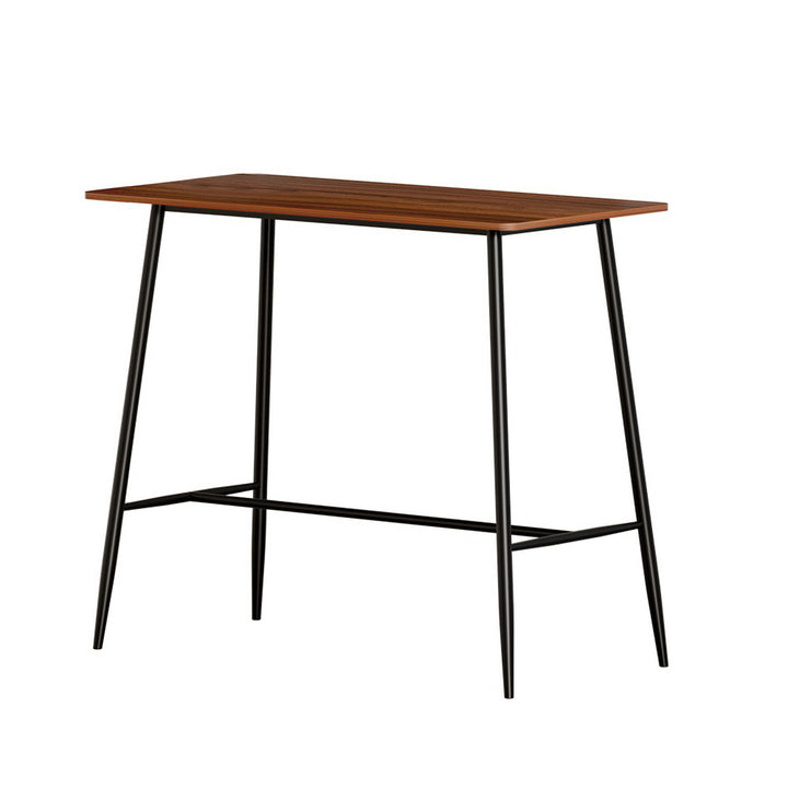 Modern Bar Table Industrial Kitchen Dining Desk High with Wood Top 120cm - Homecoze