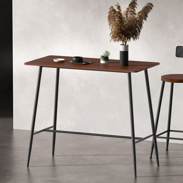 Modern Bar Table Industrial Kitchen Dining Desk High with Wood Top 120cm - Homecoze