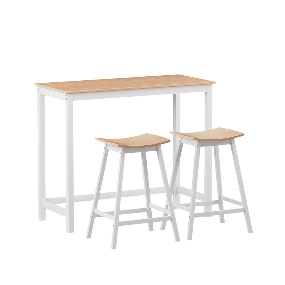 Ella 3PC Slimline Bar Table & Stool Set - White - Homecoze