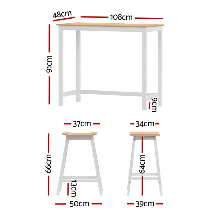 Ella Slimline Kitchen Bar Table & Stool Set - White