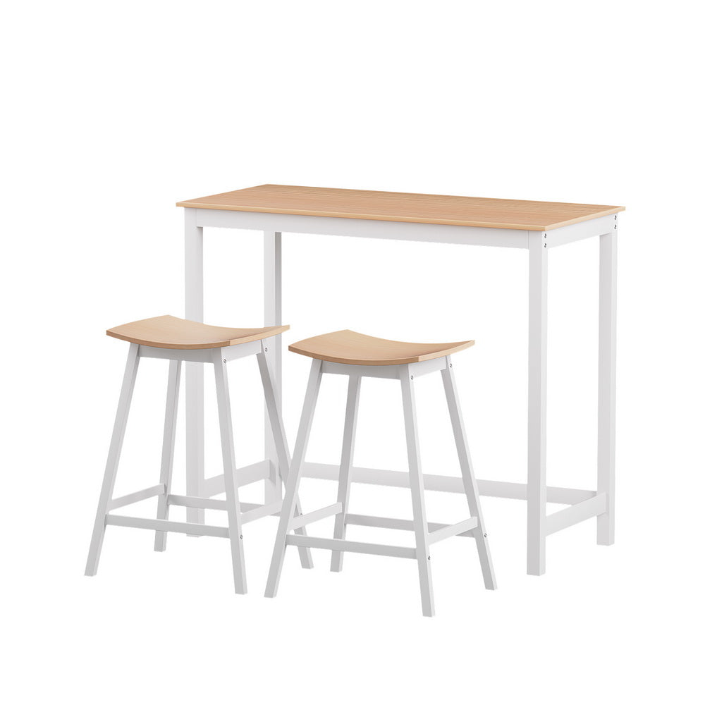Ella 3PC Slimline Bar Table & Stool Set - White - Homecoze