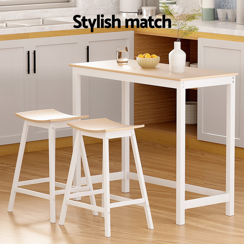 Ella 3PC Slimline Bar Table & Stool Set - White - Homecoze