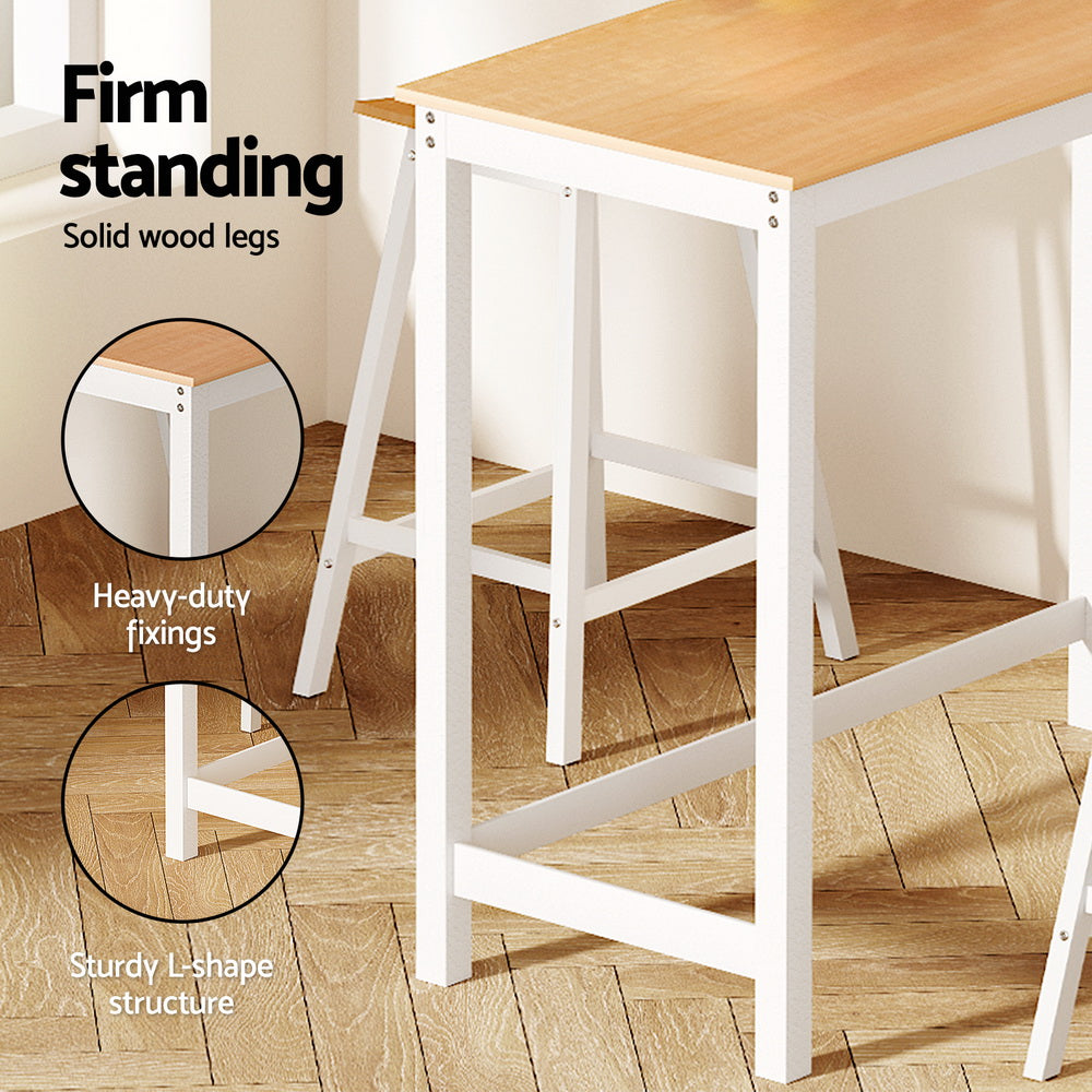 Ella 3PC Slimline Bar Table & Stool Set - White - Homecoze