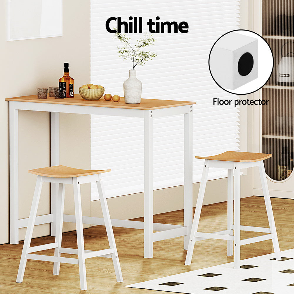 Ella 3PC Slimline Bar Table & Stool Set - White - Homecoze