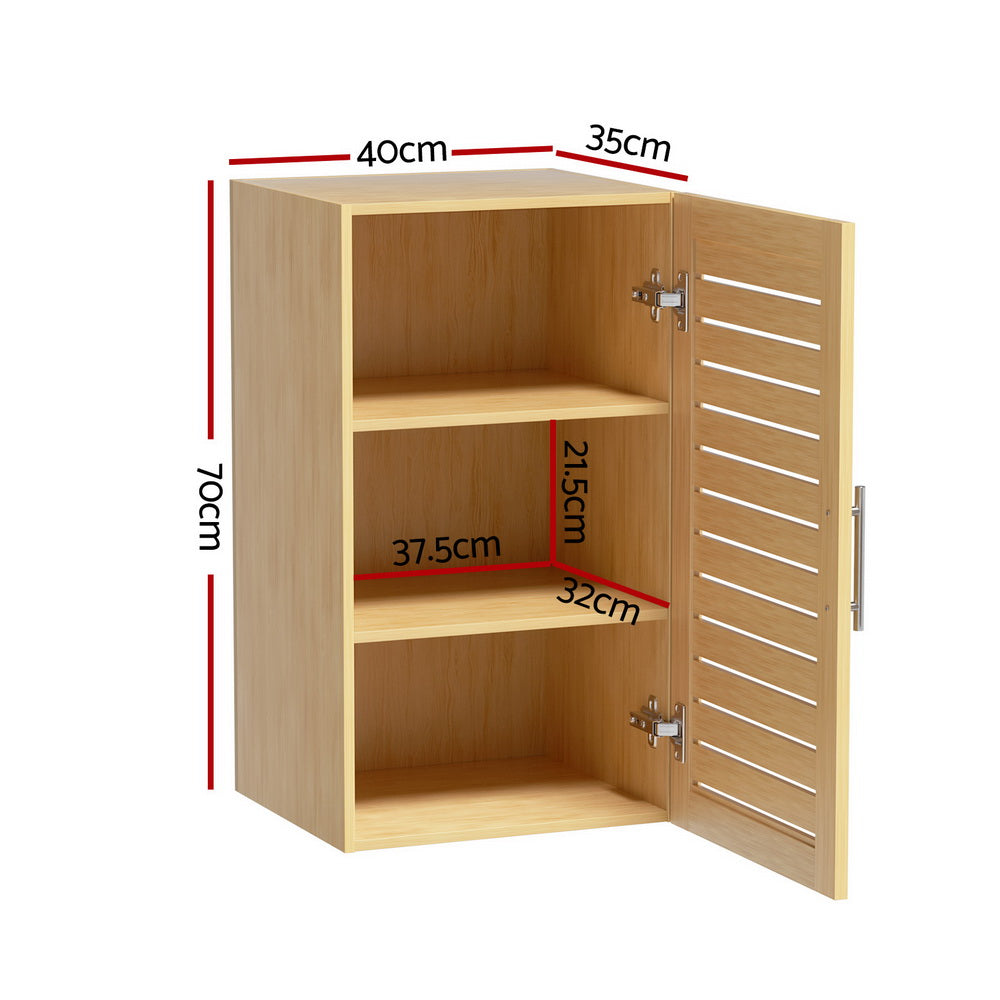 Slim Bathroom Wall Storage Cabinet 70cm - Oak