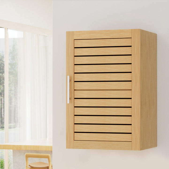 Slim Bathroom Wall Storage Cabinet 70cm - Oak